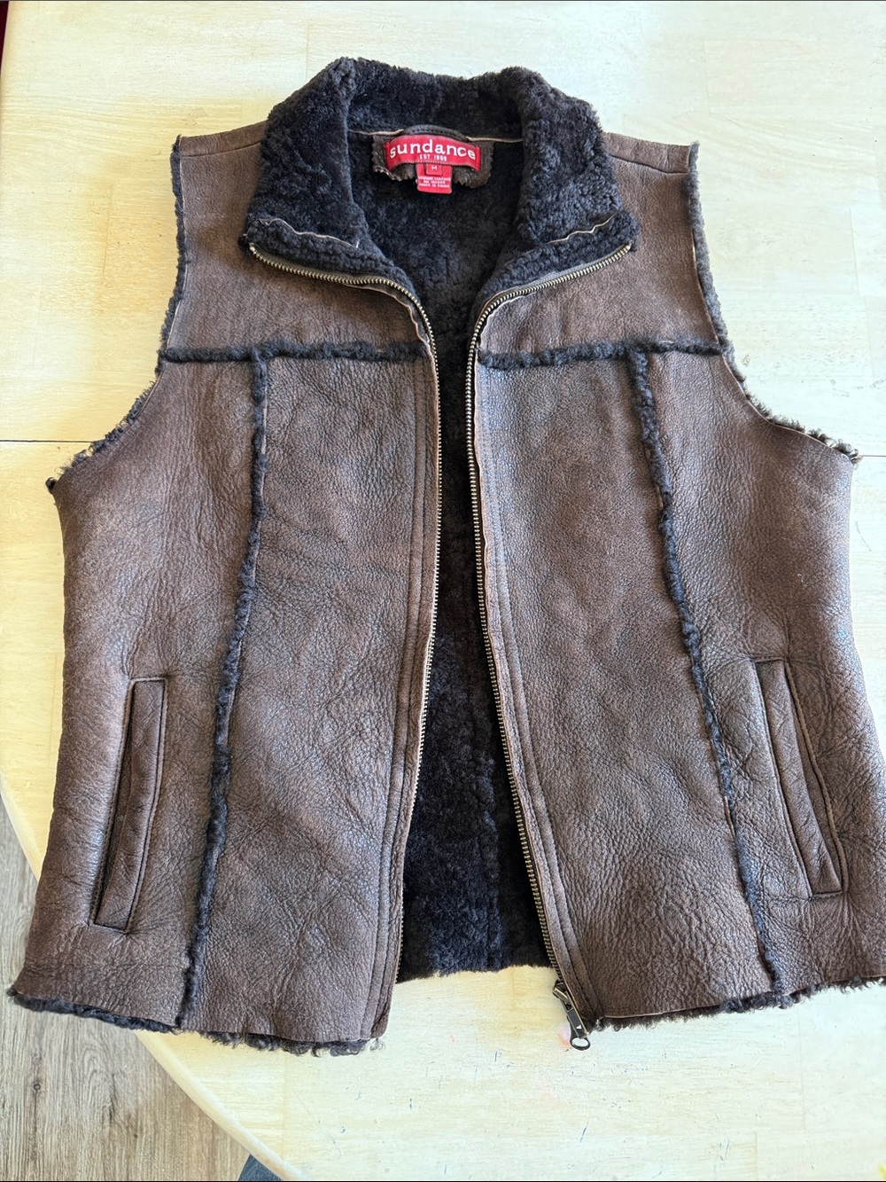 Sundance shearling and leather vest